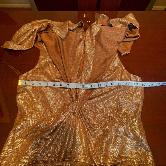 Lauren Ralph Lauren Gold Metallic Jersey Twist Front Cape Gown Maxi Dress  Sz 10 - threedaughtersproperties.com